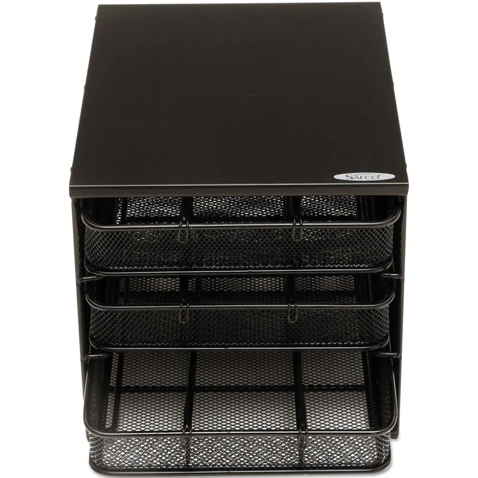 Safco 11.5 in. x 8.25 in. x 8.25 in. 7 Compartments 3 Drawer Hospitality Organizer - Black