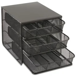 Safco 11.5 in. x 8.25 in. x 8.25 in. 7 Compartments 3 Drawer Hospitality Organizer - Black