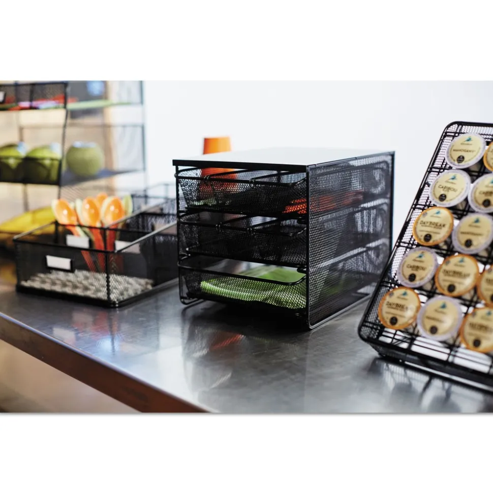 Safco 11.5 in. x 8.25 in. x 8.25 in. 7 Compartments 3 Drawer Hospitality Organizer - Black