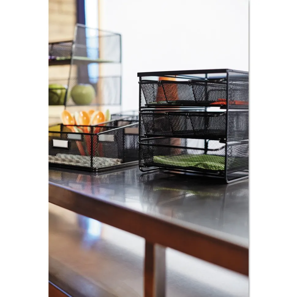 Safco 11.5 in. x 8.25 in. x 8.25 in. 7 Compartments 3 Drawer Hospitality Organizer - Black