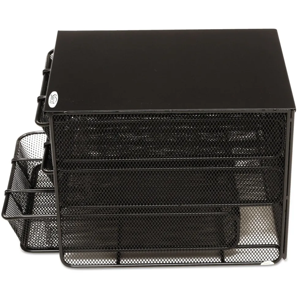 Safco 11.5 in. x 8.25 in. x 8.25 in. 7 Compartments 3 Drawer Hospitality Organizer - Black