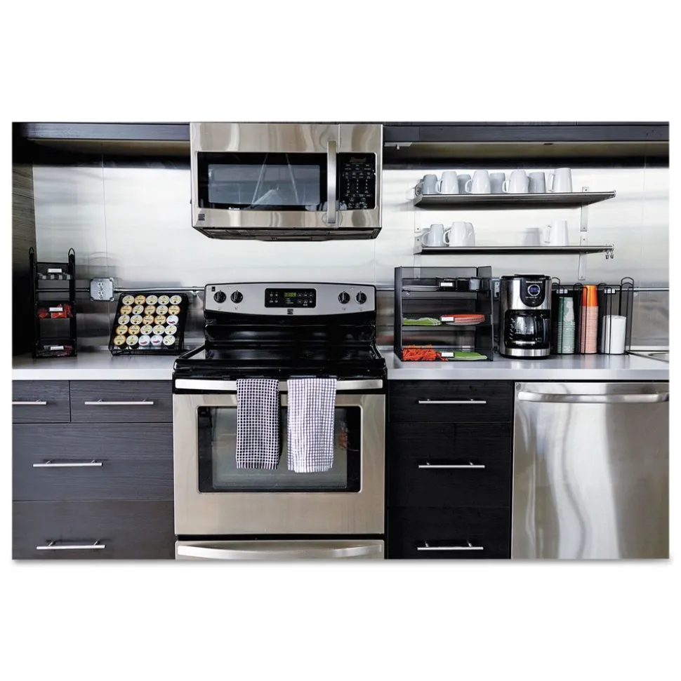 Safco 16 in. x 8.5 in. x 5.25 in. 7 Compartments Steel Mesh Onyx Breakroom Organizers - Black