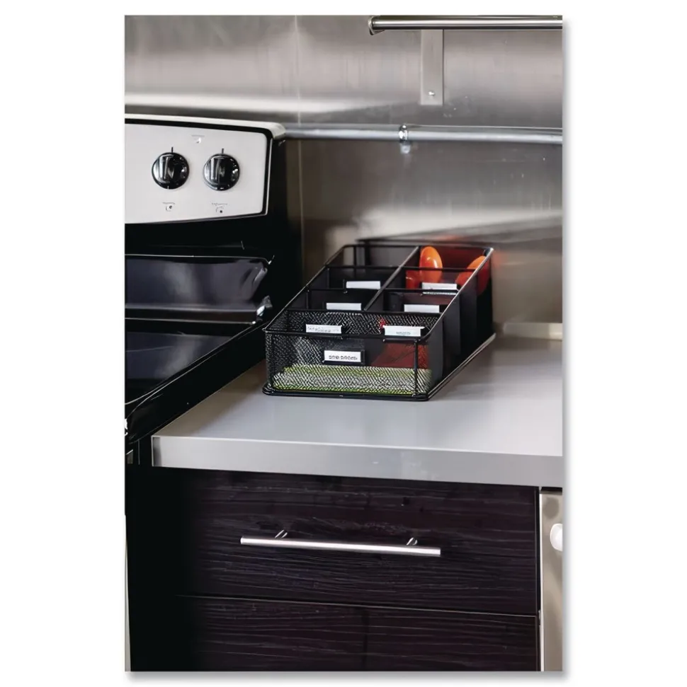 Safco 16 in. x 8.5 in. x 5.25 in. 7 Compartments Steel Mesh Onyx Breakroom Organizers - Black