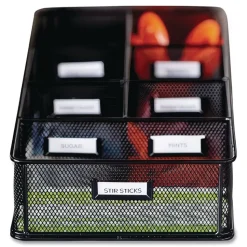 Safco 16 in. x 8.5 in. x 5.25 in. 7 Compartments Steel Mesh Onyx Breakroom Organizers - Black