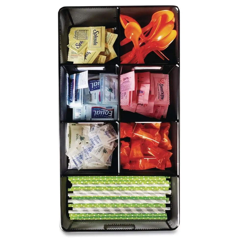 Safco 16 in. x 8.5 in. x 5.25 in. 7 Compartments Steel Mesh Onyx Breakroom Organizers - Black