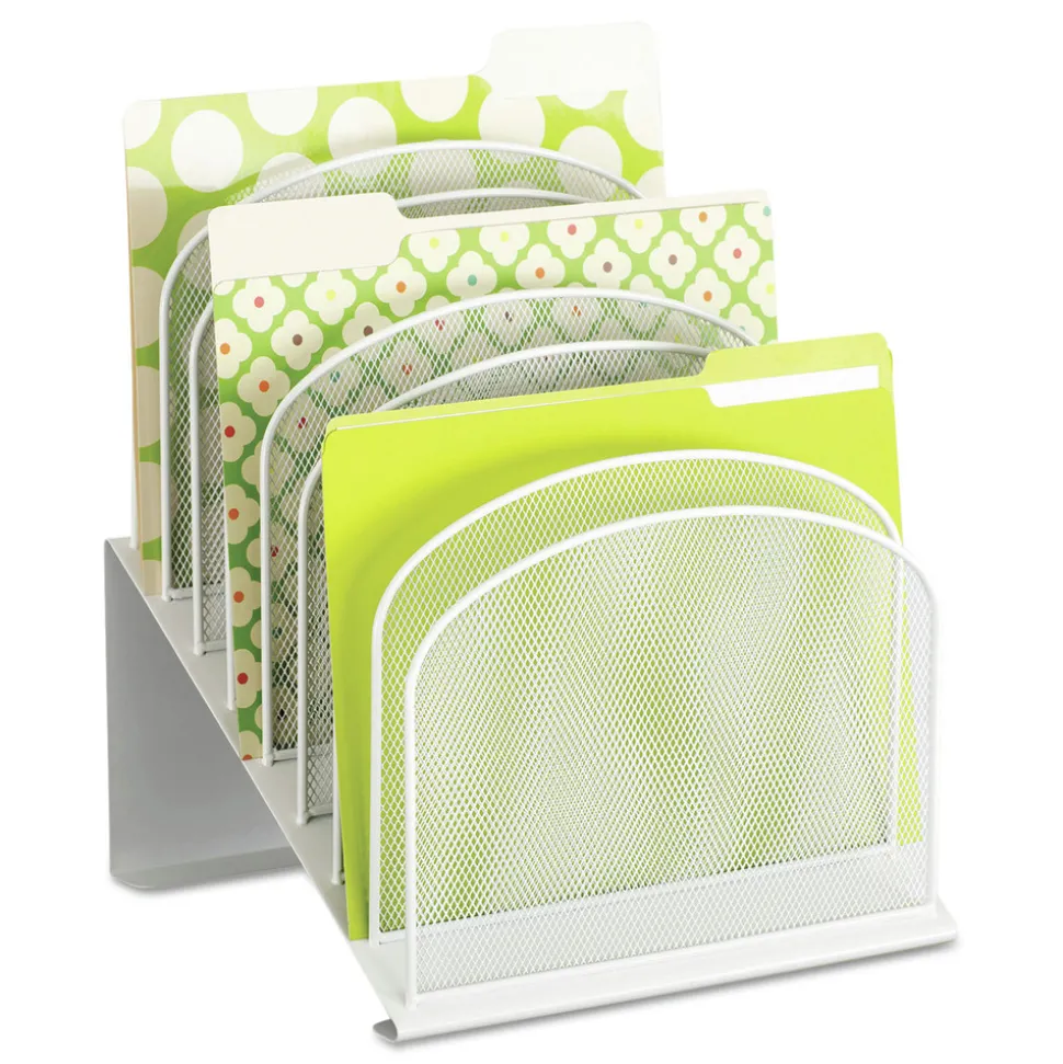 Safco 11.75 in. x 10.75 in. x 14 in. 8 Sections Letter to Legal Size Files Onyx Mesh Desk Organizer with Tiered Sections - White