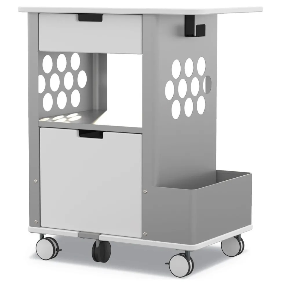 Safco 28 in. x 20 in. x 33.5 in. 2 Shelves 2 Drawers 1 Bin 150 lbs. Capacity Metal Mobile Storage Cart - White