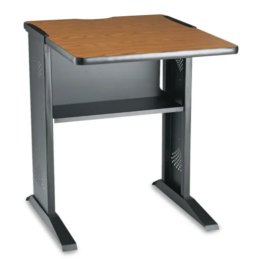 Safco 23.5 in. x 28 in. x 30 in. Fax/Printer Stand with Reversible Top - Medium Oak/Black