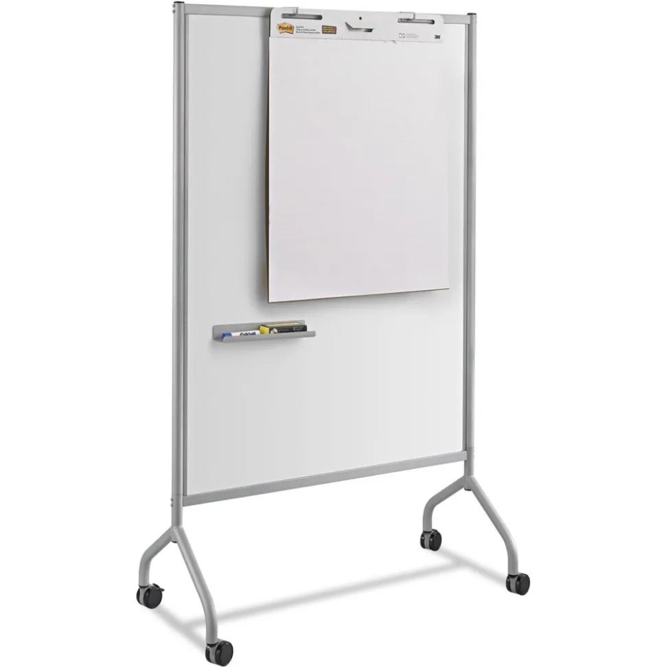 Safco 42 in. x 21.5 in. x 72 in. Impromptu Magnetic Whiteboard Collaboration Screen - Gray/White