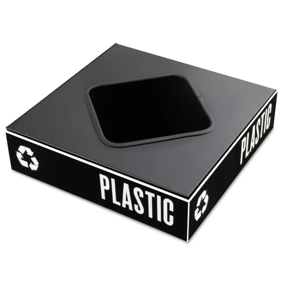 Safco 15.25 in. x 15.25 in. x 2 in. Public Square Recycling Container Lid - Black