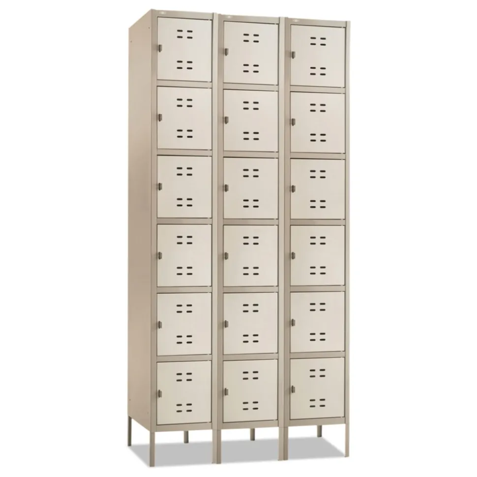Safco 36 in. x 18 in. x 78 in. Three-Column Box Locker - Two-Tone Tan