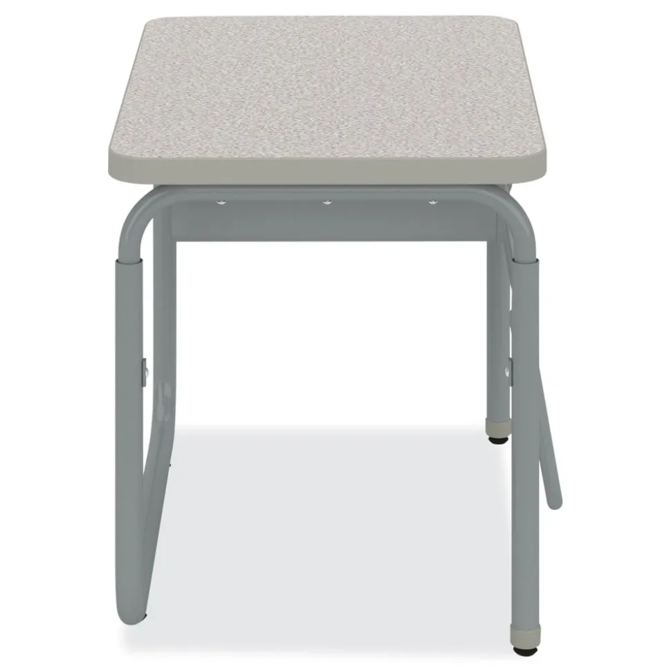 Safco 27.75 in. x 19.75 in. x 22 in. to 30 in. AlphaBetter 2.0 Height-Adjustable Student Desk with Pendulum Bar and Book Box - Pebble Gray