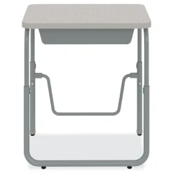 Safco 27.75 in. x 19.75 in. x 22 in. to 30 in. AlphaBetter 2.0 Height-Adjustable Student Desk with Pendulum Bar and Book Box - Pebble Gray