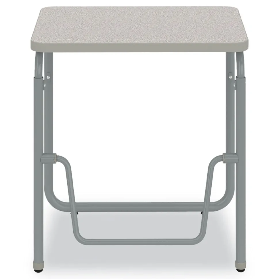 Safco 27.75 in. x 19.75 in. x 29 in. to 43 in. AlphaBetter 2.0 Height-Adjustable Student Desk with Pendulum Bar and Book Box - Pebble Gray