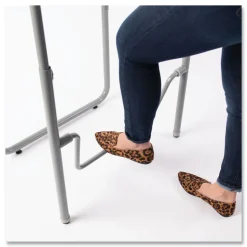 Safco 27.75 in. x 19.75 in. x 29 in. to 43 in. AlphaBetter 2.0 Height-Adjustable Student Desk with Pendulum Bar and Book Box - Pebble Gray