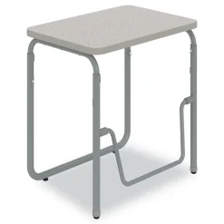 Safco 27.75 in. x 19.75 in. x 29 in. to 43 in. AlphaBetter 2.0 Height-Adjustable Student Desk with Pendulum Bar and Book Box - Pebble Gray