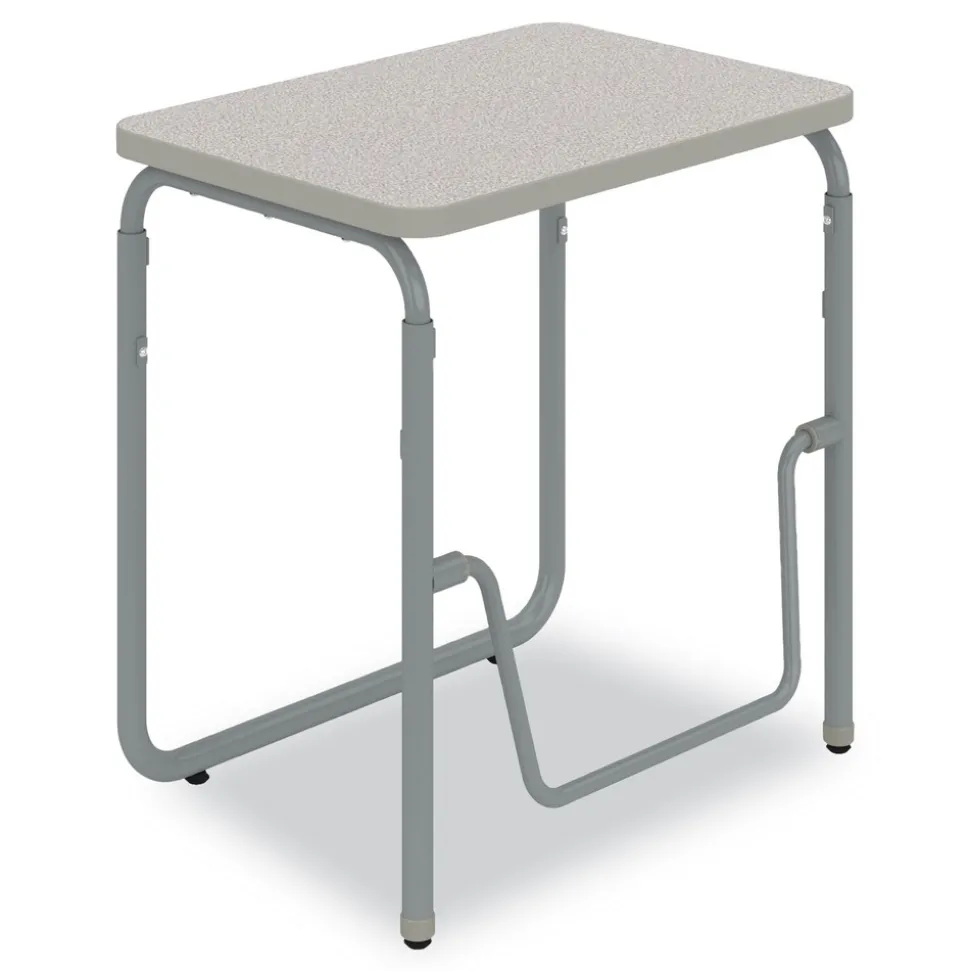 Safco 27.75 in. x 19.75 in. x 29 in. to 43 in. AlphaBetter 2.0 Height-Adjustable Student Desk with Pendulum Bar and Book Box - Pebble Gray