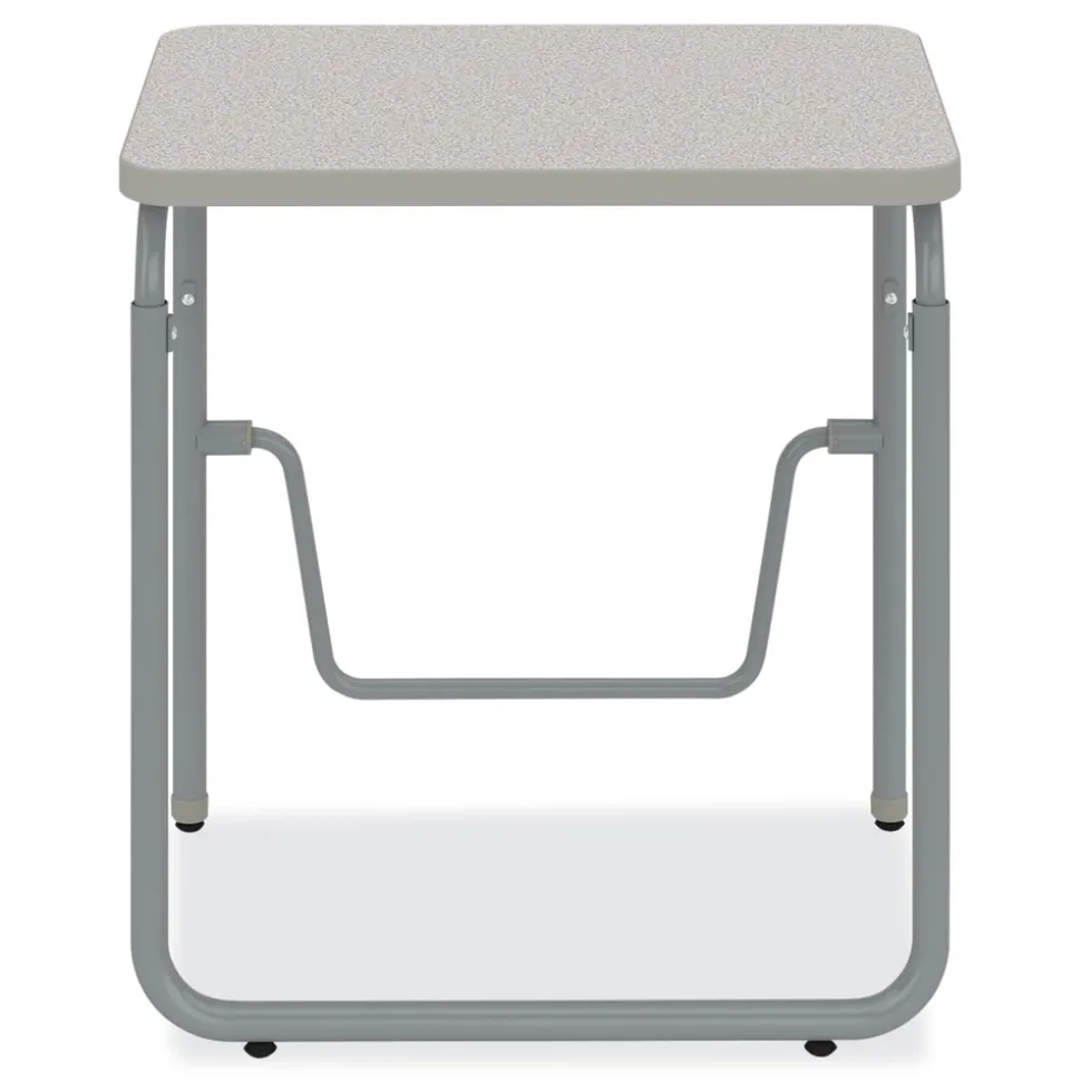 Safco 27.75 in. x 19.75 in. x 29 in. to 43 in. AlphaBetter 2.0 Height-Adjustable Student Desk with Pendulum Bar and Book Box - Pebble Gray