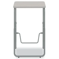 Safco 27.75 in. x 19.75 in. x 29 in. to 43 in. AlphaBetter 2.0 Height-Adjustable Student Desk with Pendulum Bar and Book Box - Pebble Gray