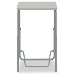Safco 27.75 in. x 19.75 in. x 29 in. to 43 in. AlphaBetter 2.0 Height-Adjustable Student Desk with Pendulum Bar and Book Box - Pebble Gray