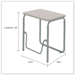 Safco 27.75 in. x 19.75 in. x 29 in. to 43 in. AlphaBetter 2.0 Height-Adjustable Student Desk with Pendulum Bar and Book Box - Pebble Gray
