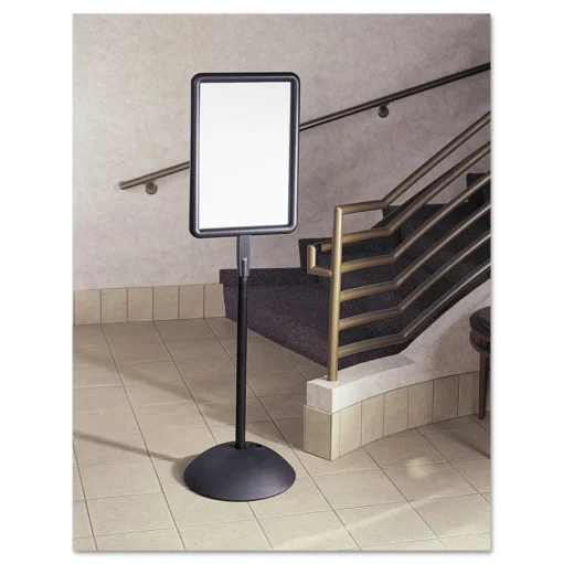 Safco 14.25 in. x 22.5 in. x 65 in. WriteWay Two-Sided Dry Erase Standing Message Sign - White Surface/Black Frame