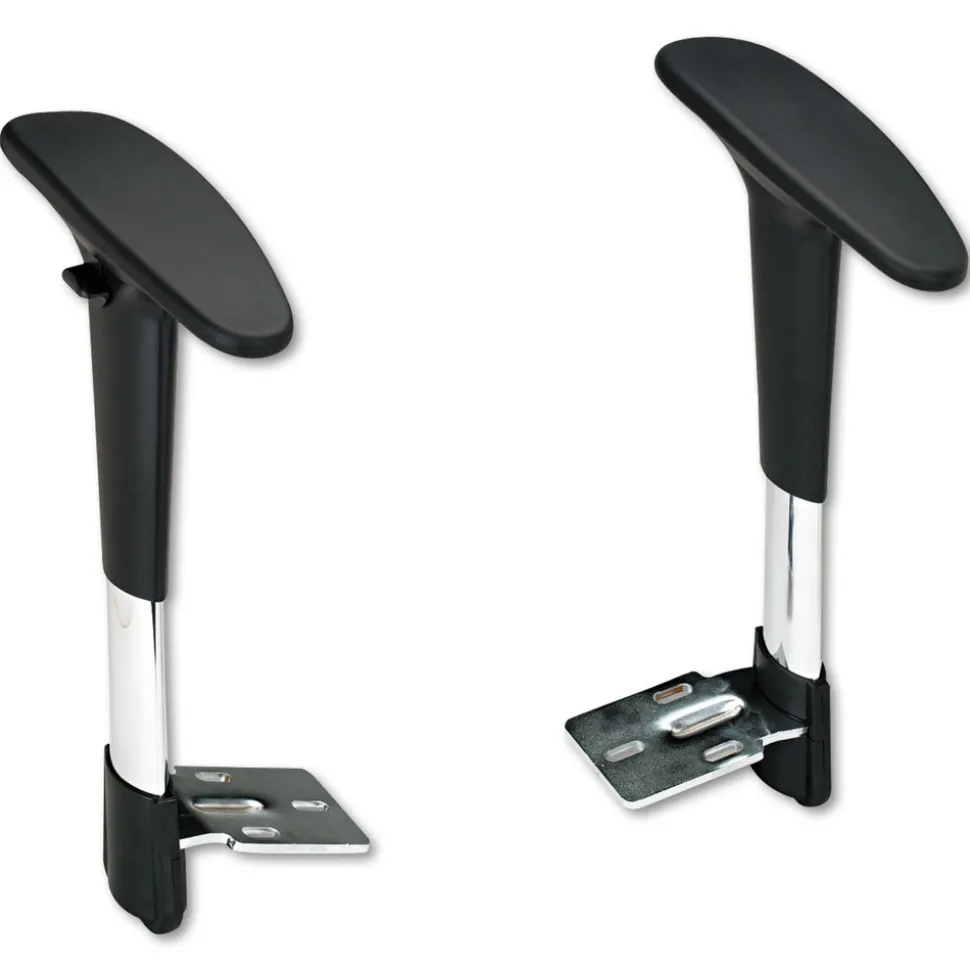 Safco Adjustable T-Pad Arms for Metro Series Extended-Height Chairs - Black/Chrome (1 Pair)