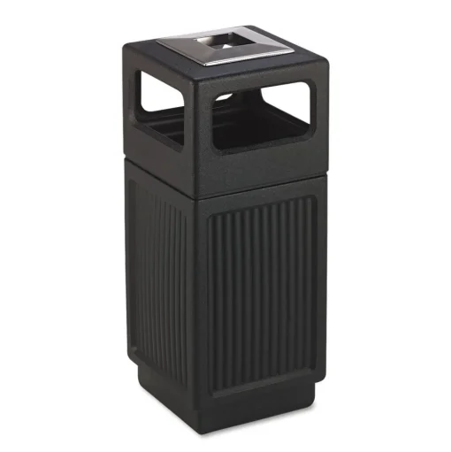 Safco Canmeleon 15-Gallon Polyethylene Recessed Panel Receptacles - Black