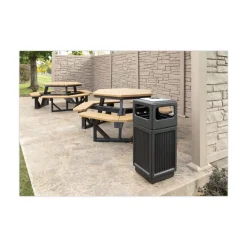 Safco Canmeleon 15-Gallon Polyethylene Recessed Panel Receptacles - Black