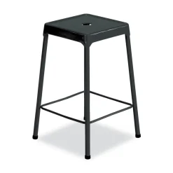 Safco Counter-Height Steel Stool, Backless, Supports Up To 250 Lb, 25-in Seat Height, Black