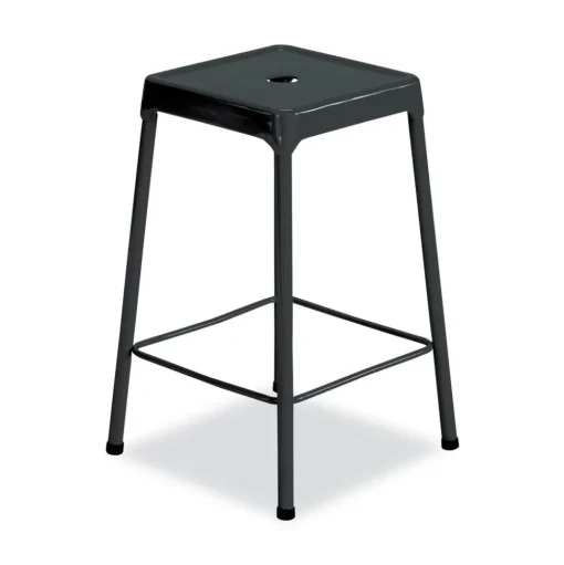 Safco Counter-Height Steel Stool, Backless, Supports Up To 250 Lb, 25-in Seat Height, Black