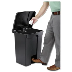 Safco 17-Gallon Plastic Step-On Receptacle - Black