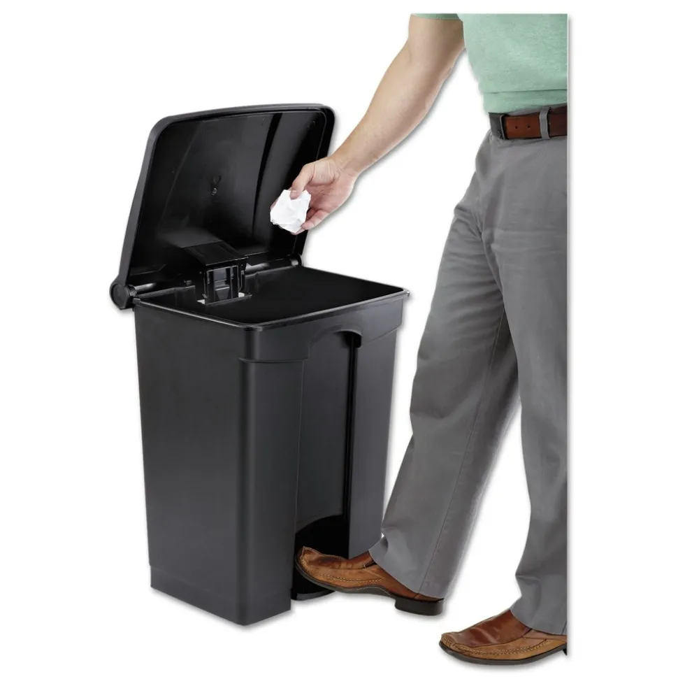 Safco 17-Gallon Plastic Step-On Receptacle - Black