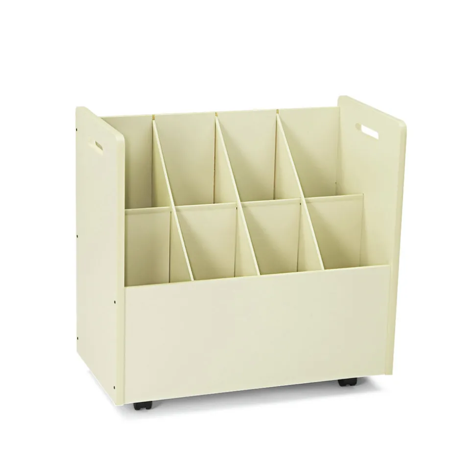 Safco Laminate Mobile Roll Files, 8 Compartments, 30.13w X 15.75d X 29.25h, Putty
