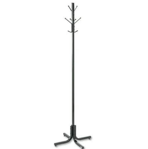 Safco 21w x 21d x 70h Four Ball-Tipped Double-Hooks Metal Costumer - Black