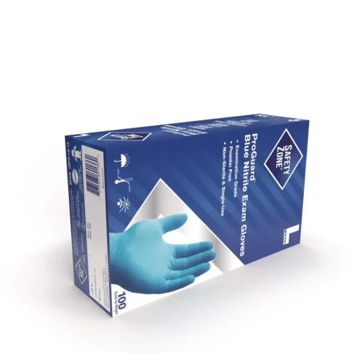 Safety Zone ProGuard Nitrile Gloves, Powder-Free, 3 mil, Blue, Large, 1,000/Carton