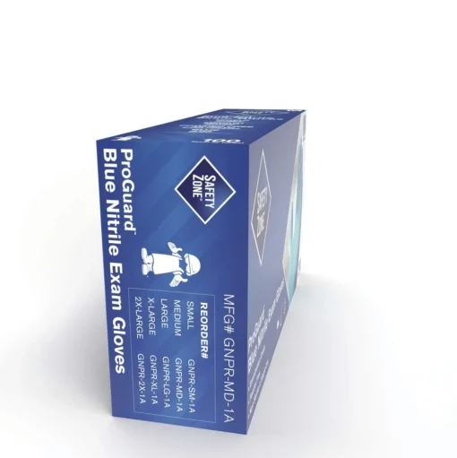 Safety Zone ProGuard Nitrile Gloves, Powder-Free, 3 mil, Blue, Medium, 1,000/Carton
