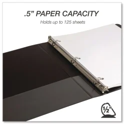 Samsill 11.5 in. x 8.5 in. 0.5 in. Capacity 3 Rings Durable D-Ring View Binders - Black (4/Pack)