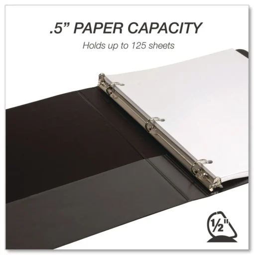 Samsill 11.5 in. x 8.5 in. 0.5 in. Capacity 3 Rings Durable D-Ring View Binders - Black (4/Pack)