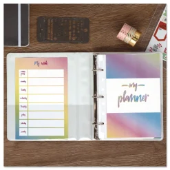 Samsill 8.5 in. x 5.5 in. 1 in. Capacity 3 Rings Economy Round Ring View Binder - White (6/Carton)