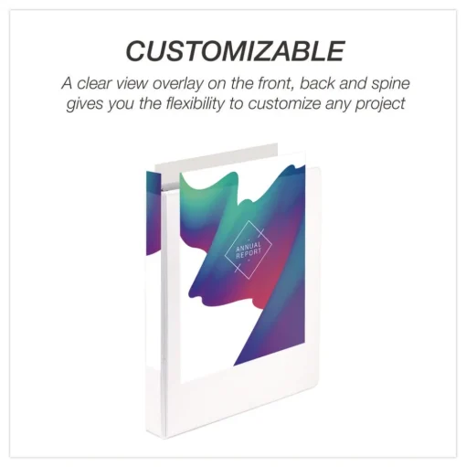 Samsill 11 in. x 8.5 in. 1 in. Capacity 3 Rings Economy Round Ring View Binder - White (12/Carton)
