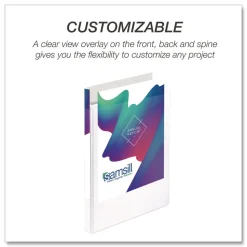 Samsill 11.5 in. x 8.5 in. 3 Rings 0.5 in. Capacity Durable D-Ring View Binders - White (4/Pack)