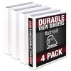 Samsill 11.5 in. x 8.5 in. 3 Rings 1.5 in. Capacity Durable D-Ring View Binders - White (4/Pack)