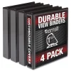Samsill 11.5 in. x 8.5 in. 3 Rings 1.5 in. Capacity Durable D-Ring View Binders - Black (4/Pack)