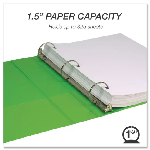 Samsill Earth's Choice Plant-Based 11 in. x 8.5 in. 1.5 in. Capacity 3 Rings Economy Round Ring View Binders - Lime (2/Pack)