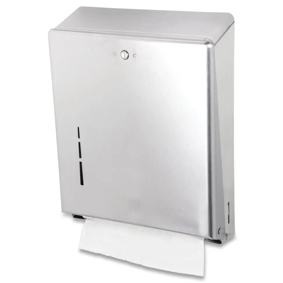 San Jamar 11.38 in. x 4 in. x 14.75 in. C-Fold/Multifold Towel Dispenser - Stainless Steel