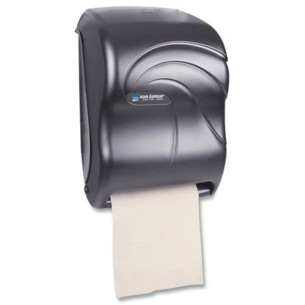 San Jamar 11.75 in. x 9 in. x 15.5 in. Electronic Touchless Roll Towel Dispenser - Black Pearl