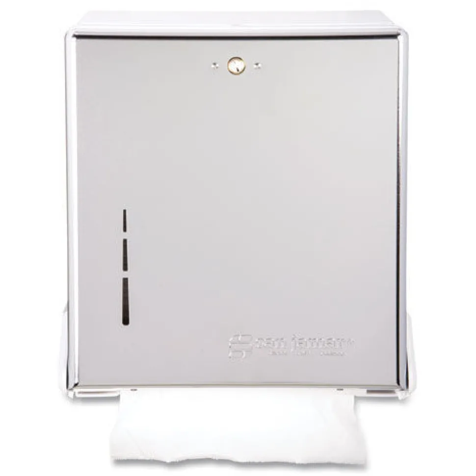 San Jamar 11.63 in. x 5 in. x 14.5 in. True Fold C-Fold/Multifold Paper Towel Dispenser - Chrome