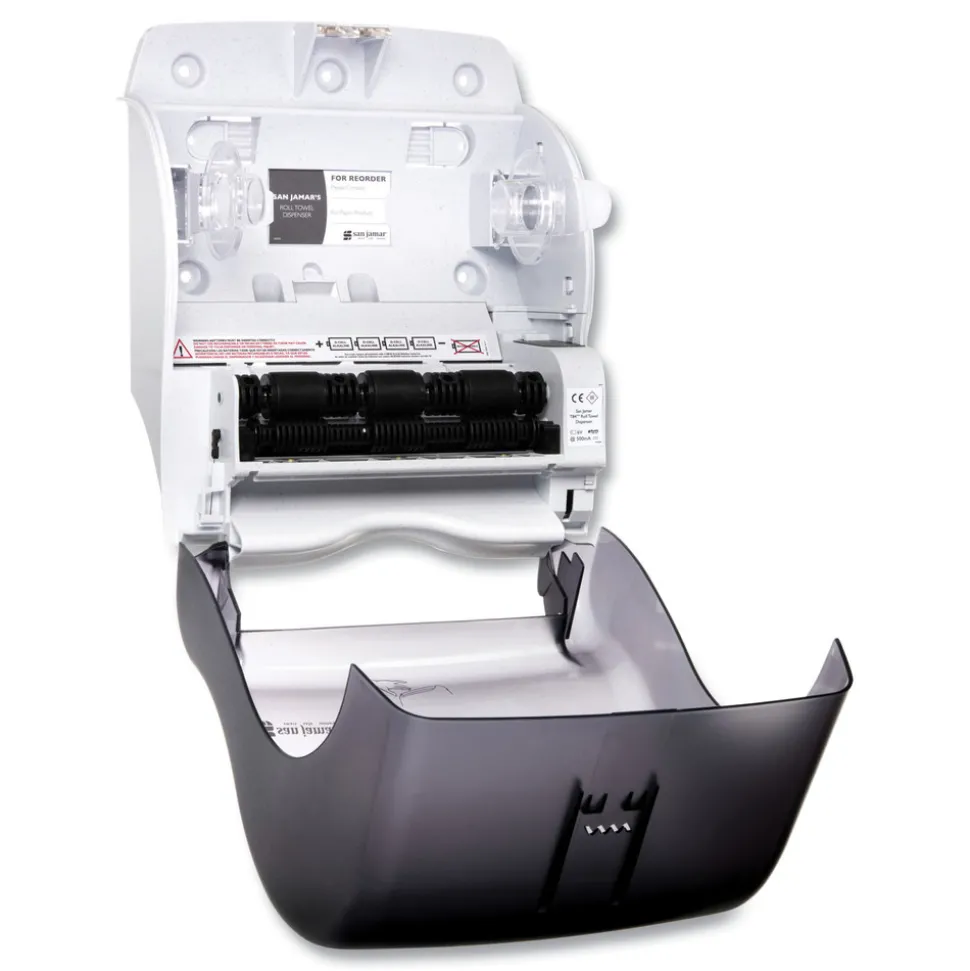 San Jamar 11.88 in. x 9.1 in. x 14.4 in. Smart Essence Electronic Roll Towel Dispenser - Black