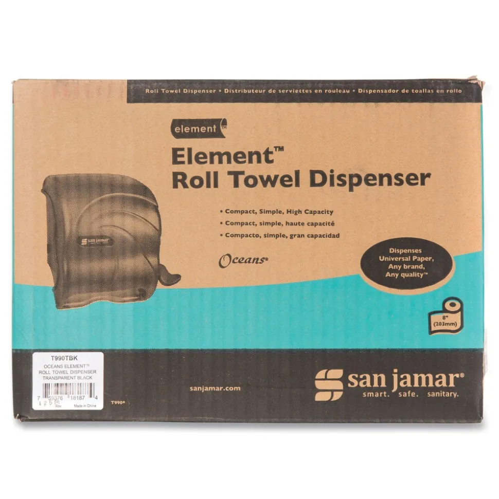 San Jamar 12.5 in. x 8.5 in. x 12.75 in. Oceans Element Lever Roll Towel Dispenser - Black Pearl